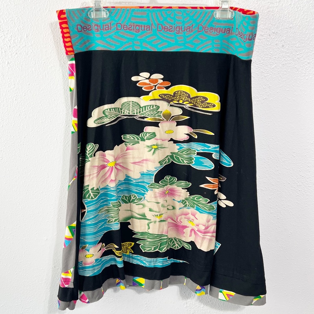 Desigual mixed print 100% cotton skirt size large y2k